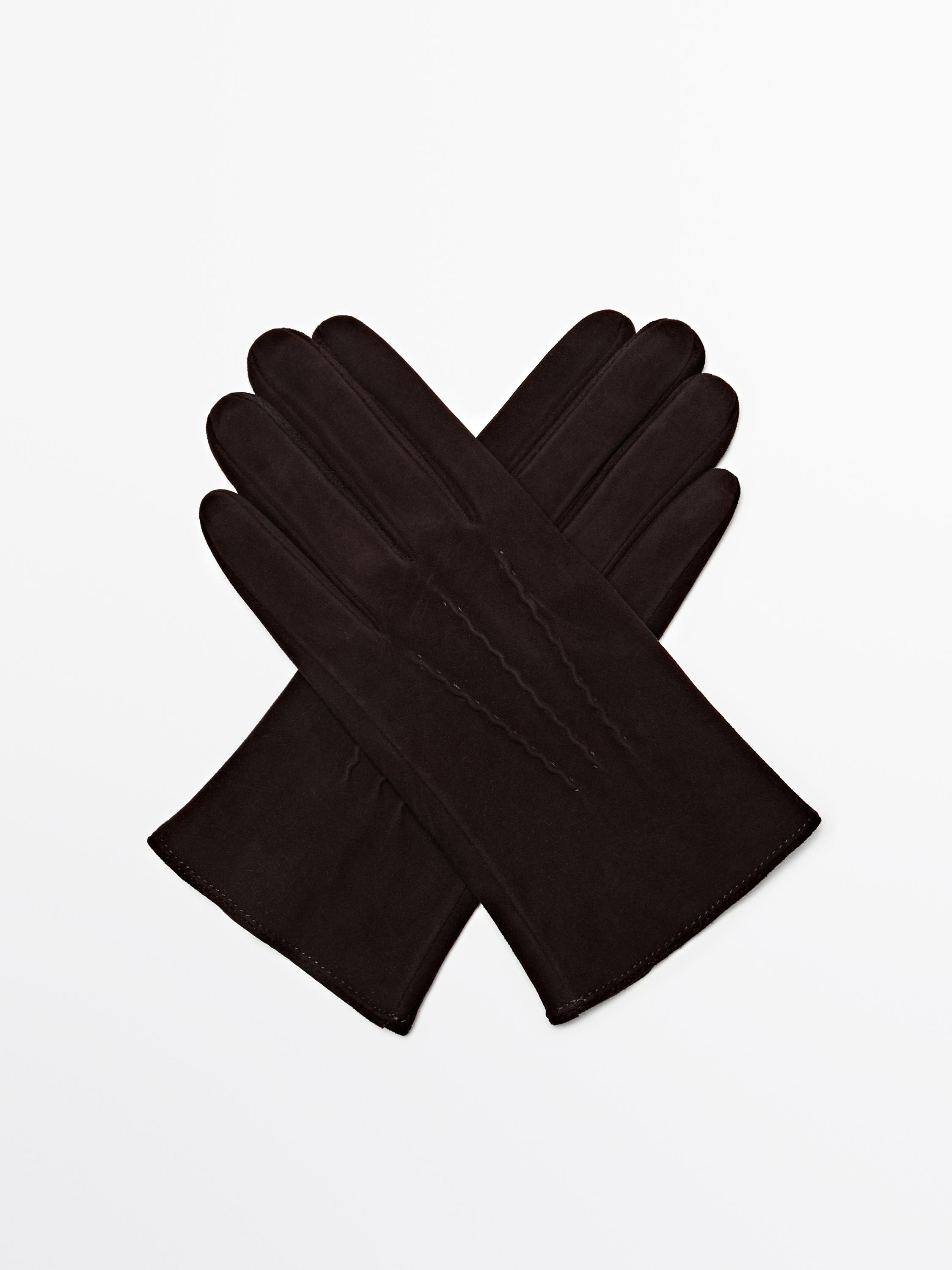 Suede leather gloves